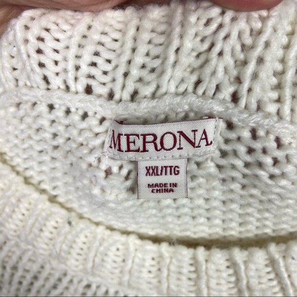 Fairisle Alpaca Blend Chunky‎ Knit Sweater Tunic Oversize White Black Nordic XXL - Picture 5 of 8